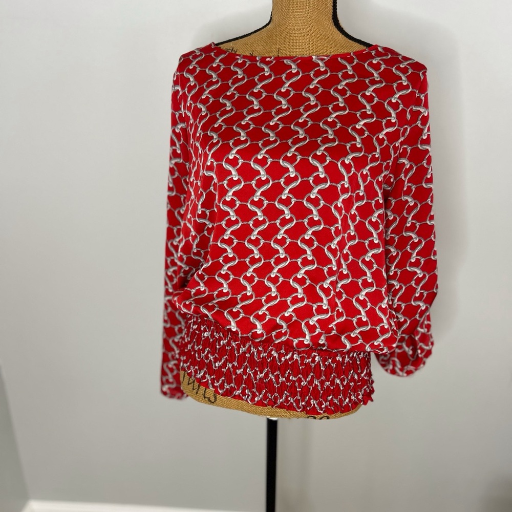Michael Kors vintage equestrian red print blouse